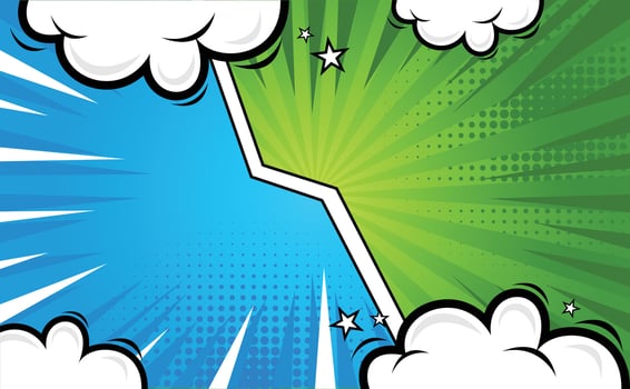 Best Blue Green Comic Cartoon Background Design Template vector