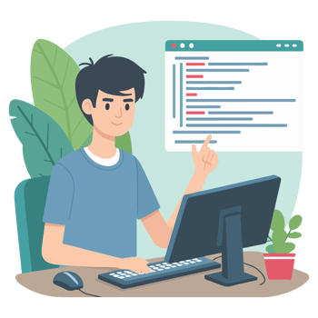 Cartoon character with the desk working concept illustration png