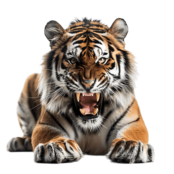 Angry Tiger on isolated transparent background png