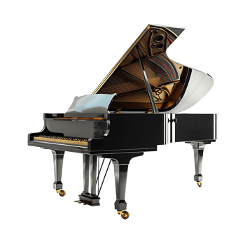 Grand piano on isolated transparent background png