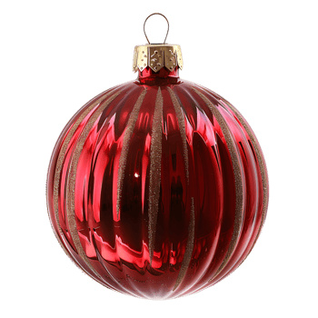 Ribbed christmas balls on isolated transparent background png
