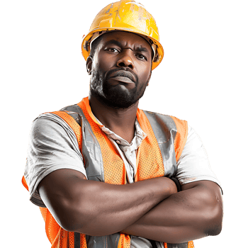 Construction worker crossed arms on isolated transparent background png