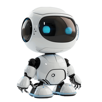 Cute ai robot chatbot on isolated transparent background png