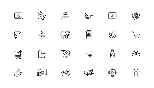 Set of thin line Lifestyle and Entertainment icon set, simple outline icons collection, Pixel Perfect icons, Simple illustration vector