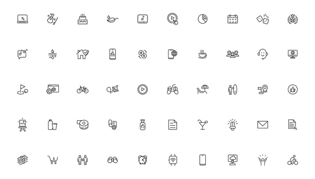 Set of thin line Lifestyle and Entertainment icon set, simple outline icons collection, Pixel Perfect icons, Simple illustration vector
