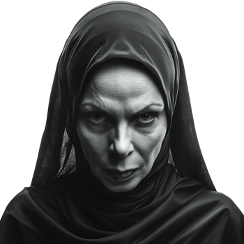 Evil scary nun on isolated transparent background png