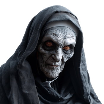 Evil scary nun on isolated transparent background png