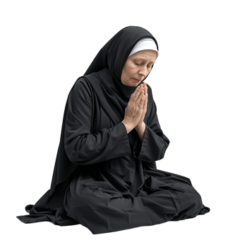 Nun praying on isolated transparent background png