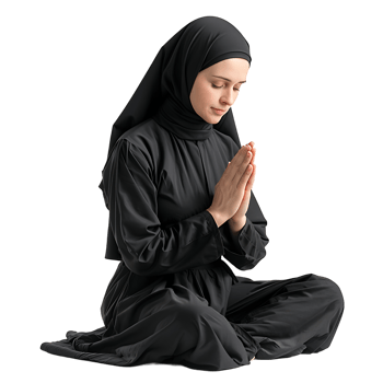 Nun praying on isolated transparent background png