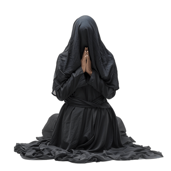 Nun praying on isolated transparent background png