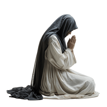 Nun praying on isolated transparent background png