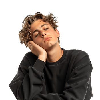Sad young guy posing on isolated transparent background png