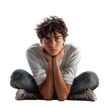 Sad young guy posing on isolated transparent background png