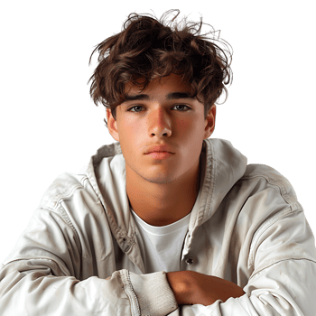 Sad young guy posing on isolated transparent background png