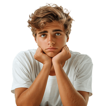 Sad young guy posing on isolated transparent background png