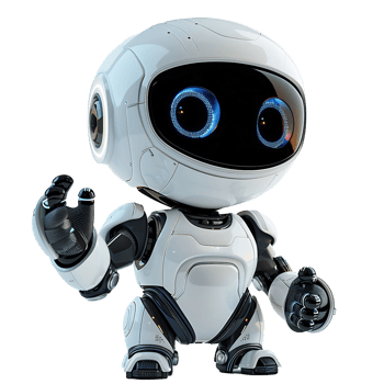 Cute ai robot chatbot thumbs up on isolated transparent background png
