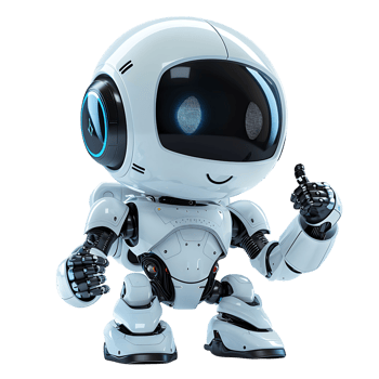 Cute ai robot chatbot thumbs up on isolated transparent background png