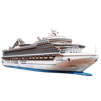 Cruise ship side view on isolated transparent background png