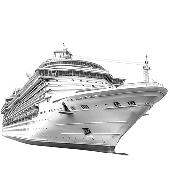Cruise ship side view on isolated transparent background png