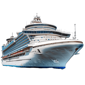 Cruise ship side view on isolated transparent background png
