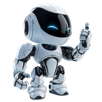 Cute ai robot chatbot thumbs up on isolated transparent background png