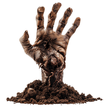 Zombie hand coming out of soil on isolated transparent background png