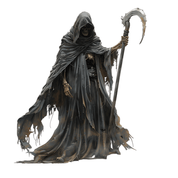 Grim reaper scythe on isolated transparent background png