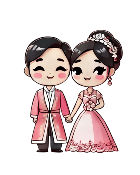 A couple in a wedding dress and suit holding hands png