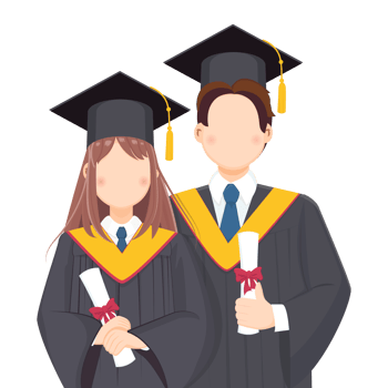 Graduation Boy and Girl Holding Their Diploma in Faceless Cartoon Style png