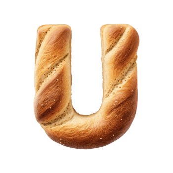 3D Alphabet Letter U Bread Shaped Isolated transparent background png