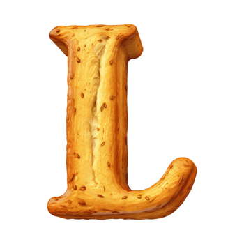 3D Alphabet Letter L Bread Shaped Isolated transparent background png