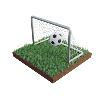 Soccer ball and net 3d illustration png