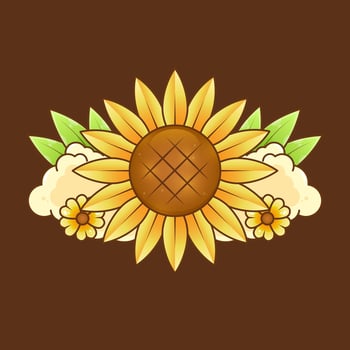 sunflower with garden logo ornament design vector