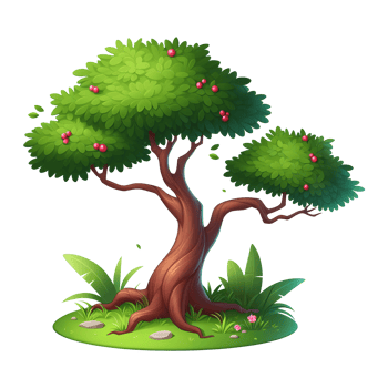 apple tree in cartoon illustration png