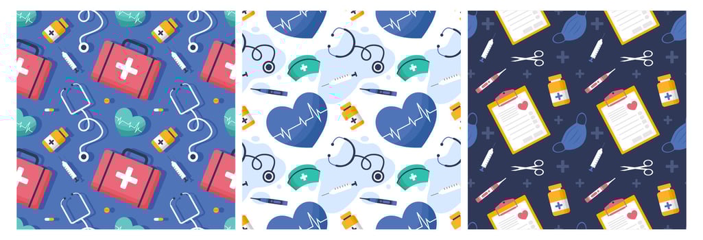 Doctors Day Seamless Pattern Design with Medical Equipment in Template Hand Drawn Cartoon Flat Illustration vector