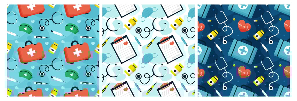 Doctors Day Seamless Pattern Design with Medical Equipment in Template Hand Drawn Cartoon Flat Illustration vector