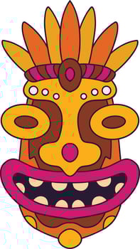 Ethnic Tiki Mask Element. Tribal Hawaii Totem African Traditional Wooden Symbol. vector