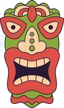 Ethnic Tiki Mask Element. Tribal Hawaii Totem African Traditional Wooden Symbol. vector