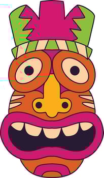 Ethnic Tiki Mask Element. Tribal Hawaii Totem African Traditional Wooden Symbol. vector