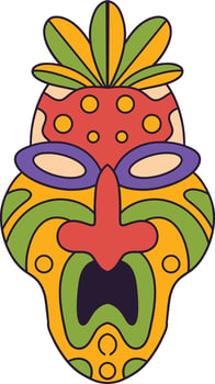 Ethnic Tiki Mask Element. Tribal Hawaii Totem African Traditional Wooden Symbol. vector
