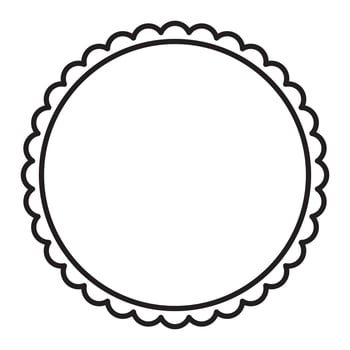 Simple Black And White Circular Shape With Scalloped Edge Frame Border Design vector