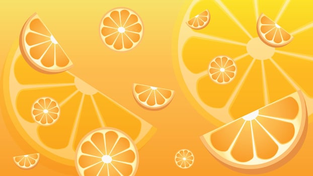 Floating background image of orange slices.Applicable for advertising. vector