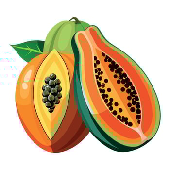 papaya Fruit flat style illustration vector