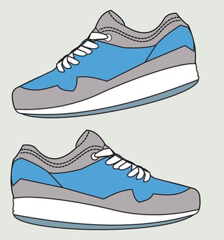 Sneakers in blue and gray colors. illustration of sport shoes. vector