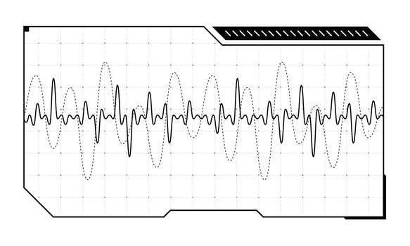 HUD digital futuristic user interface audio equalizer frame. Sci Fi high tech music sound wave screen. GUI and FUI cyber radio monitoring dashboard panel. Head up display UI infographic design element vector