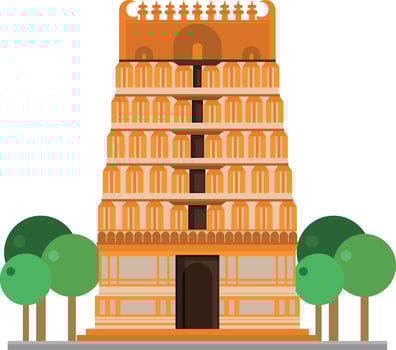 Cute cartoon illustration of a Hinduist Temple vector