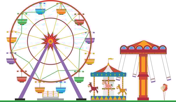 Cute cartoon illustration of an amusement park vector