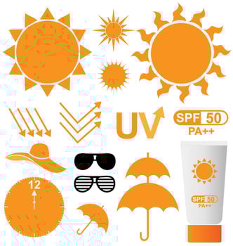 Set of UV Sun Protection element for cosmetics skin car product vector