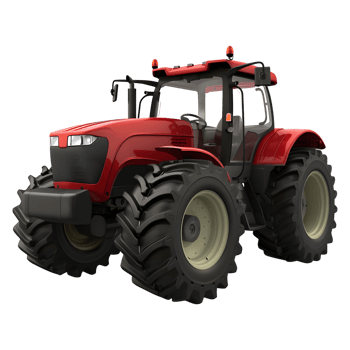 3D Rendering of a Farming Tractor on Transparent Background png