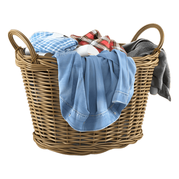 3D Rendering of a Clothes in a Basket on Transparent Background png